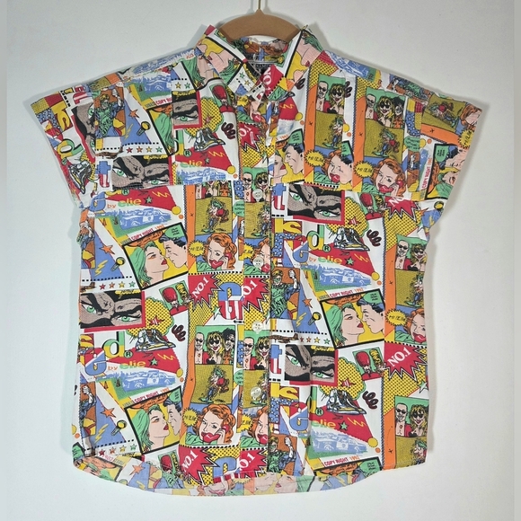 Get Used By Elie Tops - VINTAGE GET USED BY ELIE COMIC BUTTON DOWN SHIRT.